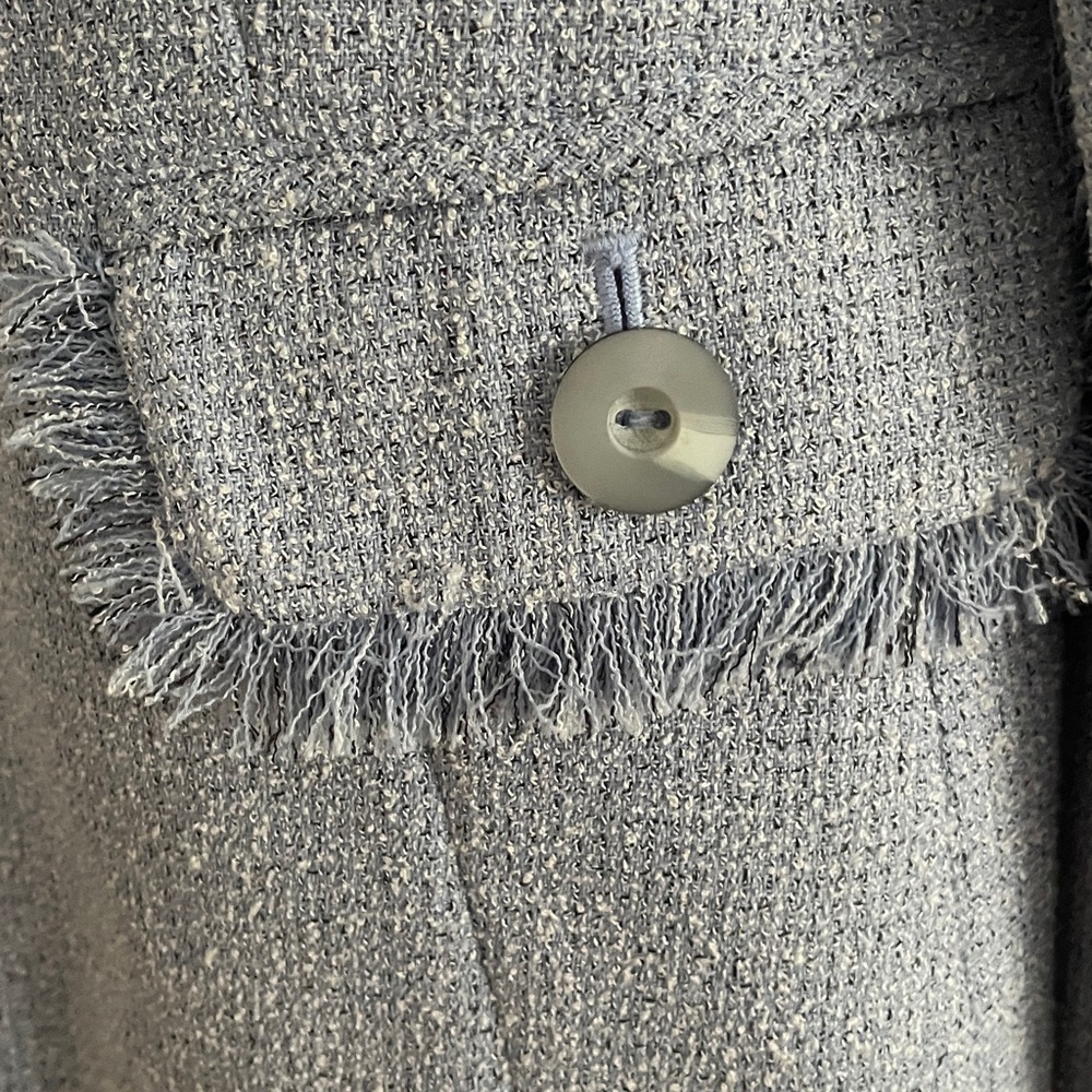 Sag Harbor Women's Blazer in Light Blue with Fringe Details - Picture 3 of 11